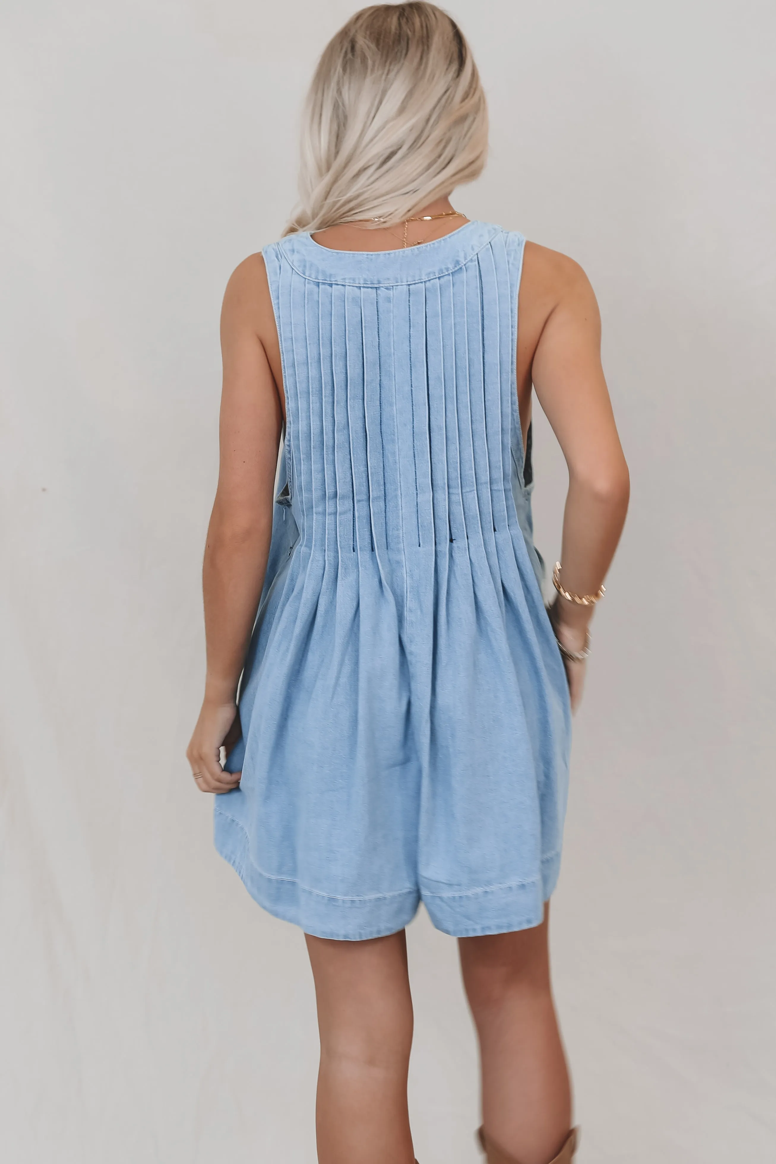 DEAL She's Got An Edge Washed Denim Romper