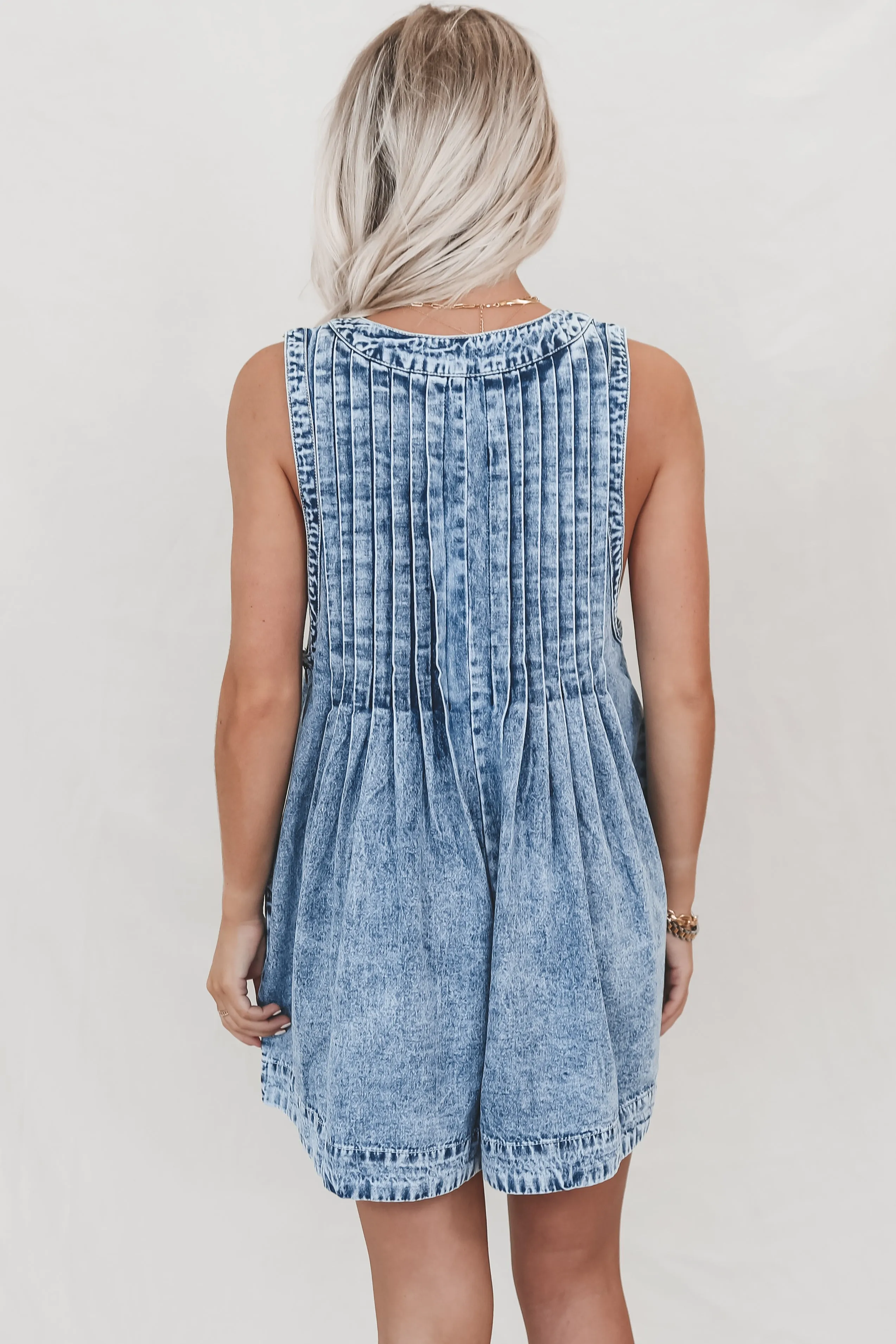 DEAL She's Got An Edge Washed Denim Romper