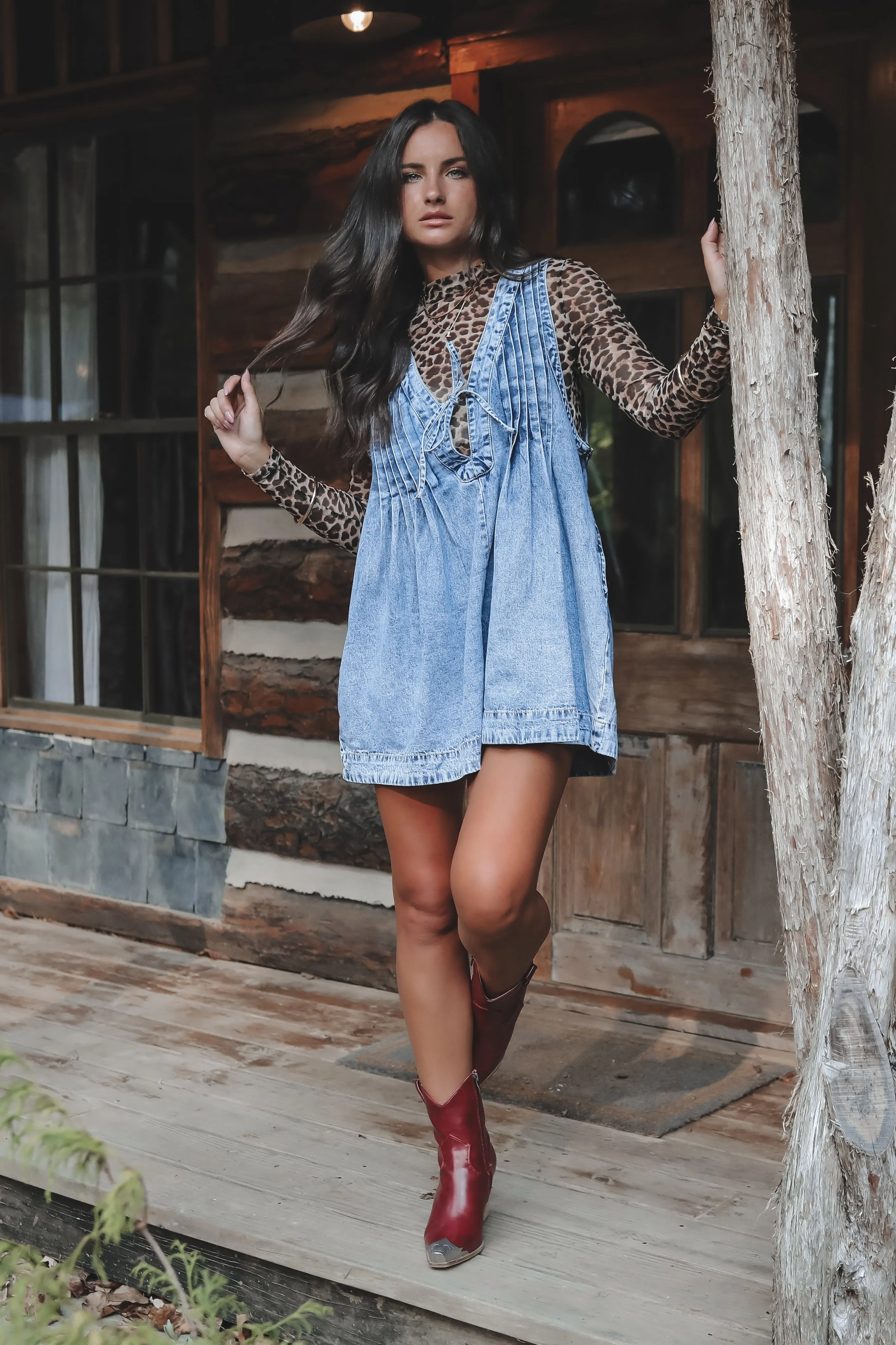DEAL She's Got An Edge Washed Denim Romper
