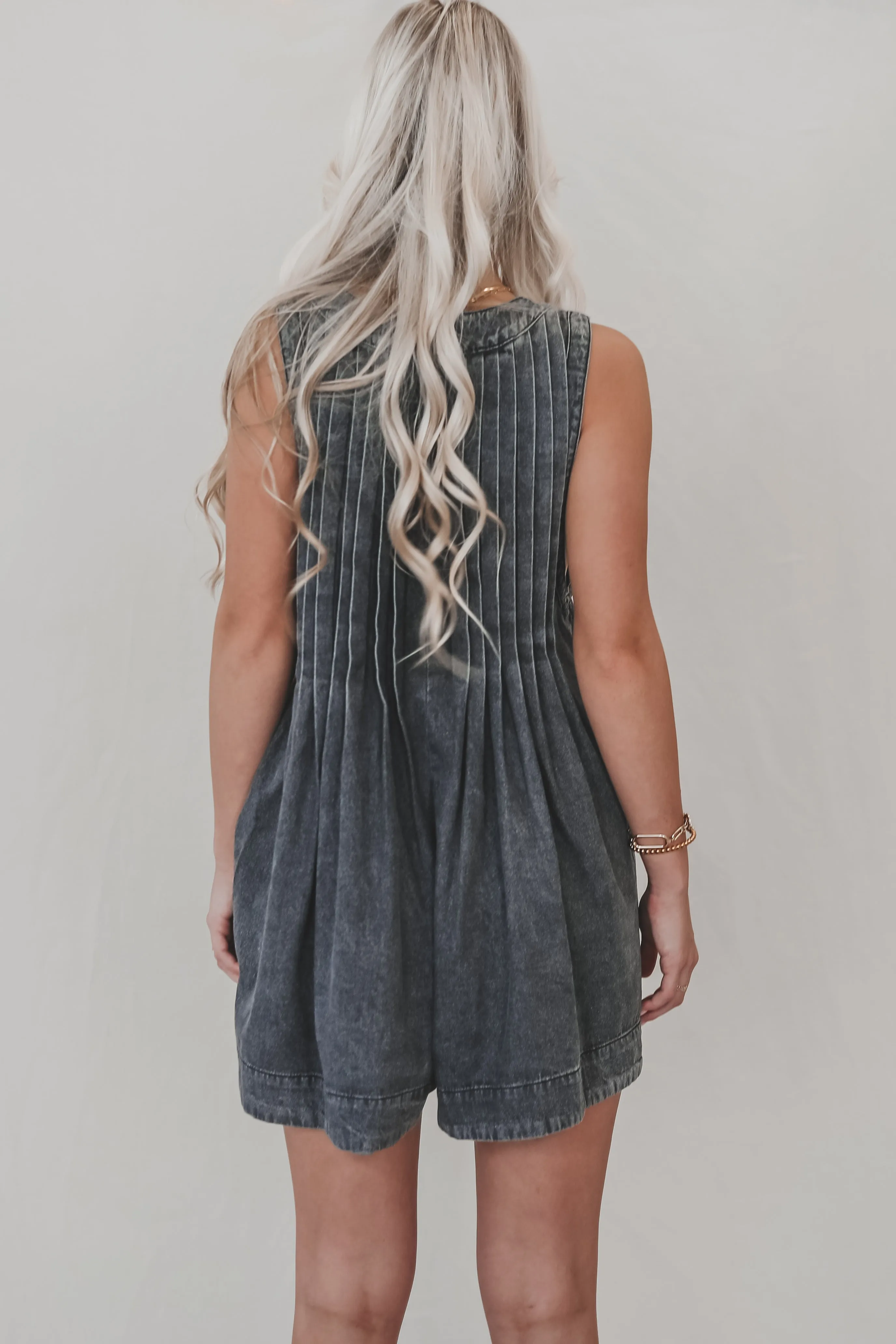 DEAL She's Got An Edge Washed Denim Romper