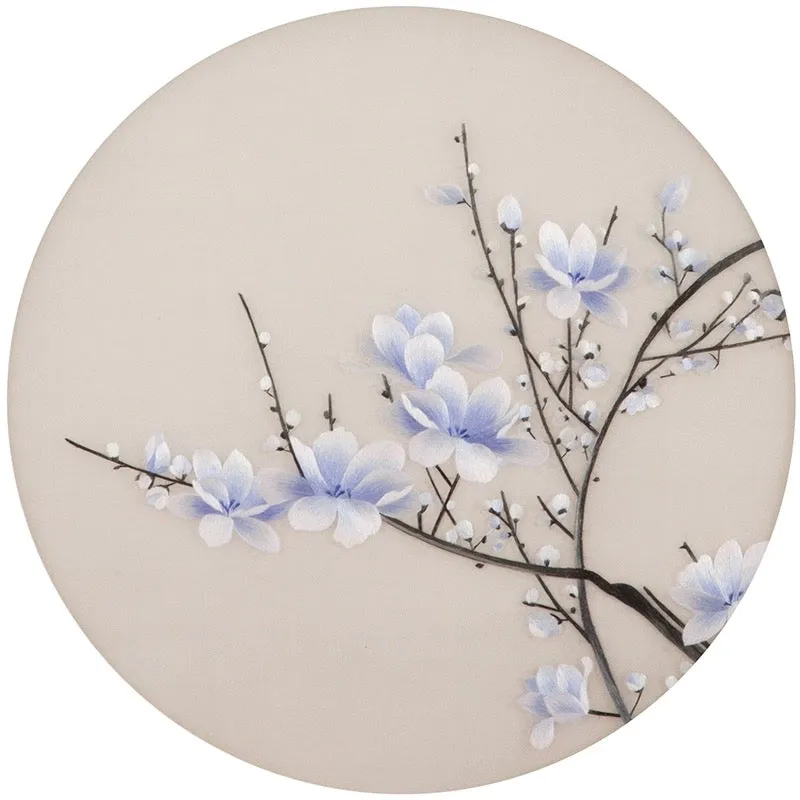 DIY Silk Embroidery kit Blue Plum Blossom 20cm