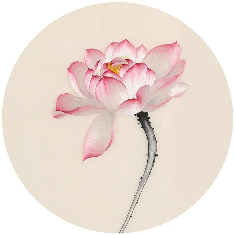 DIY Silk Embroidery kit Pink Lotus 20cm