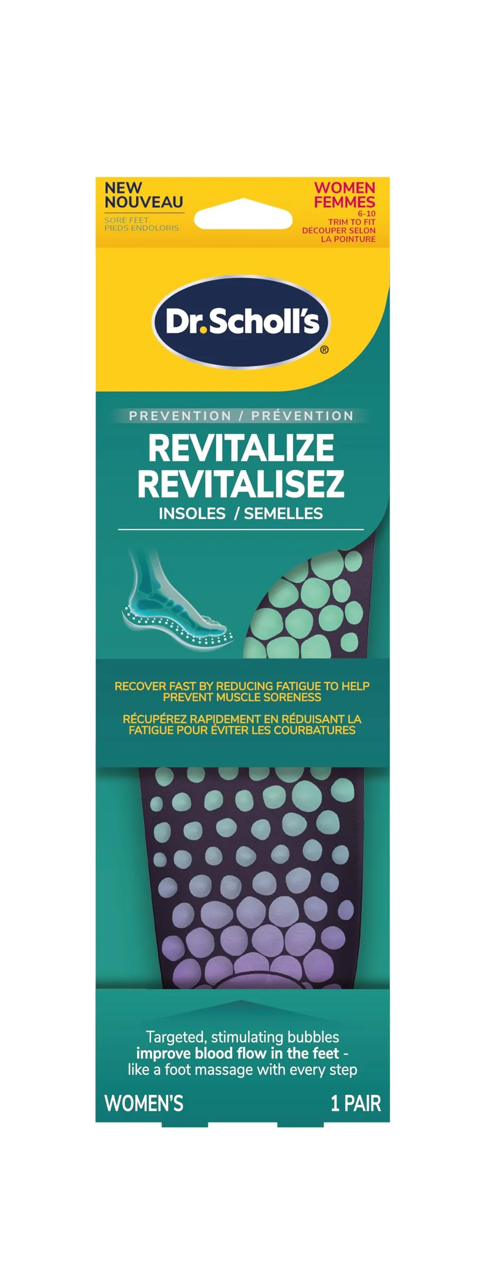 Dr. Scholl's ® Revitalize Recovery Insole Orthotics, Improve Recovery Fast, Reduce Fatigue, Stress, Soreness, Trim to Fit Inserts for Any Shoes, Athletic, Running, Slippers, Casual, Women 6-10, 1 Pair