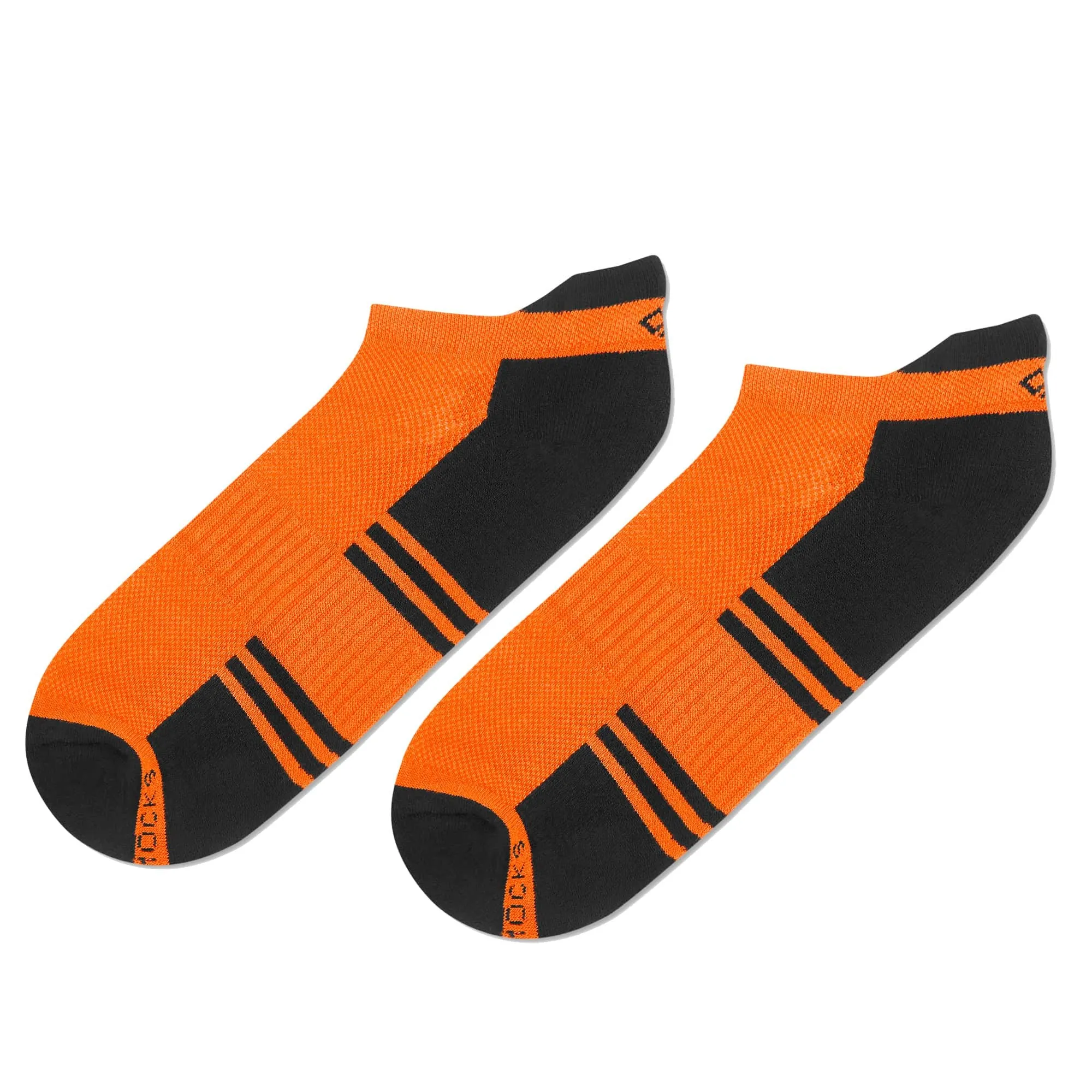 Dual Solid Orange/Black Bamboo Unisex Ankle Length Socks