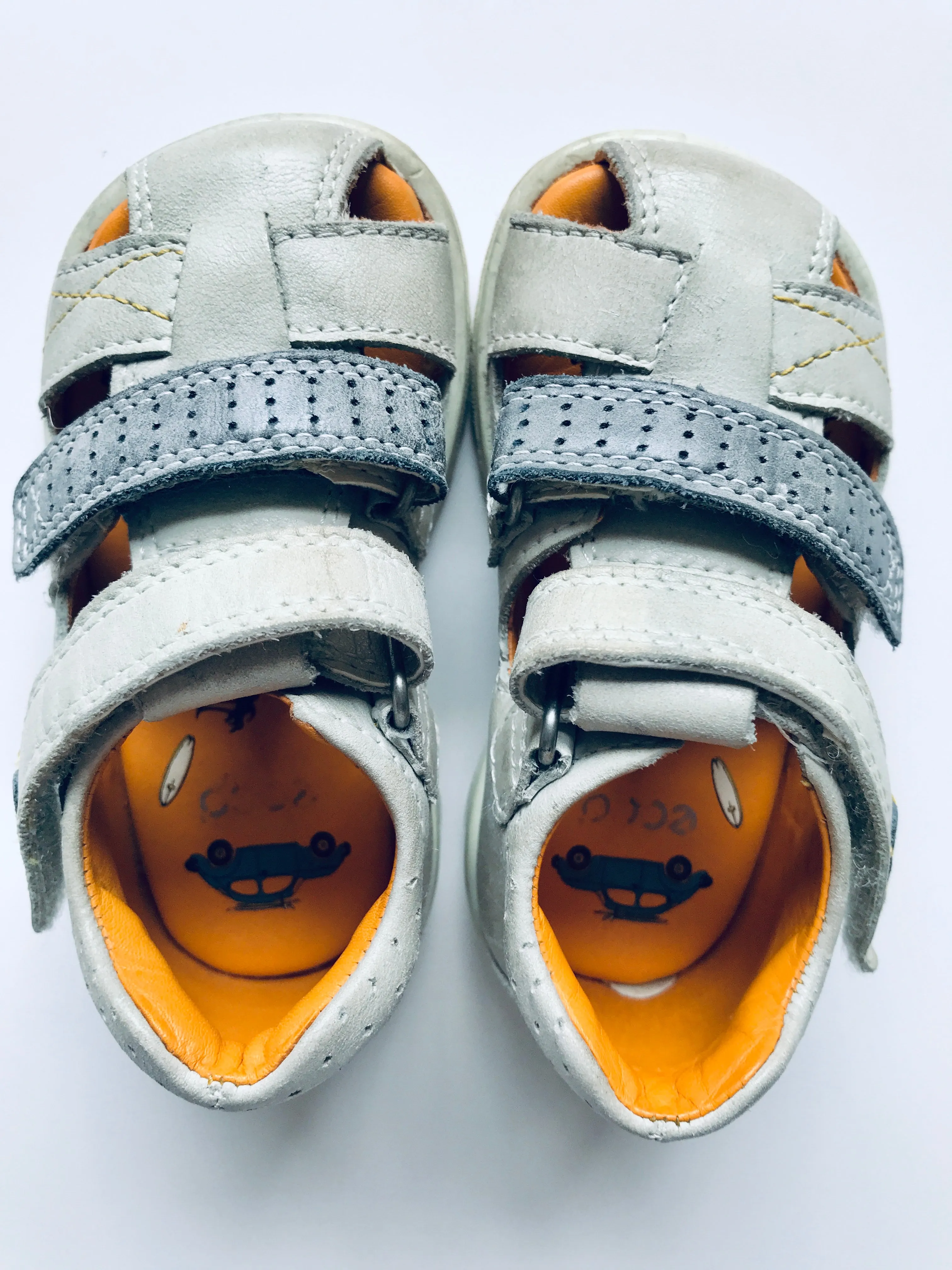 Ecco Velcro Grey Leather Sandals, Shoes 4 (Baby: 0-12 mth)