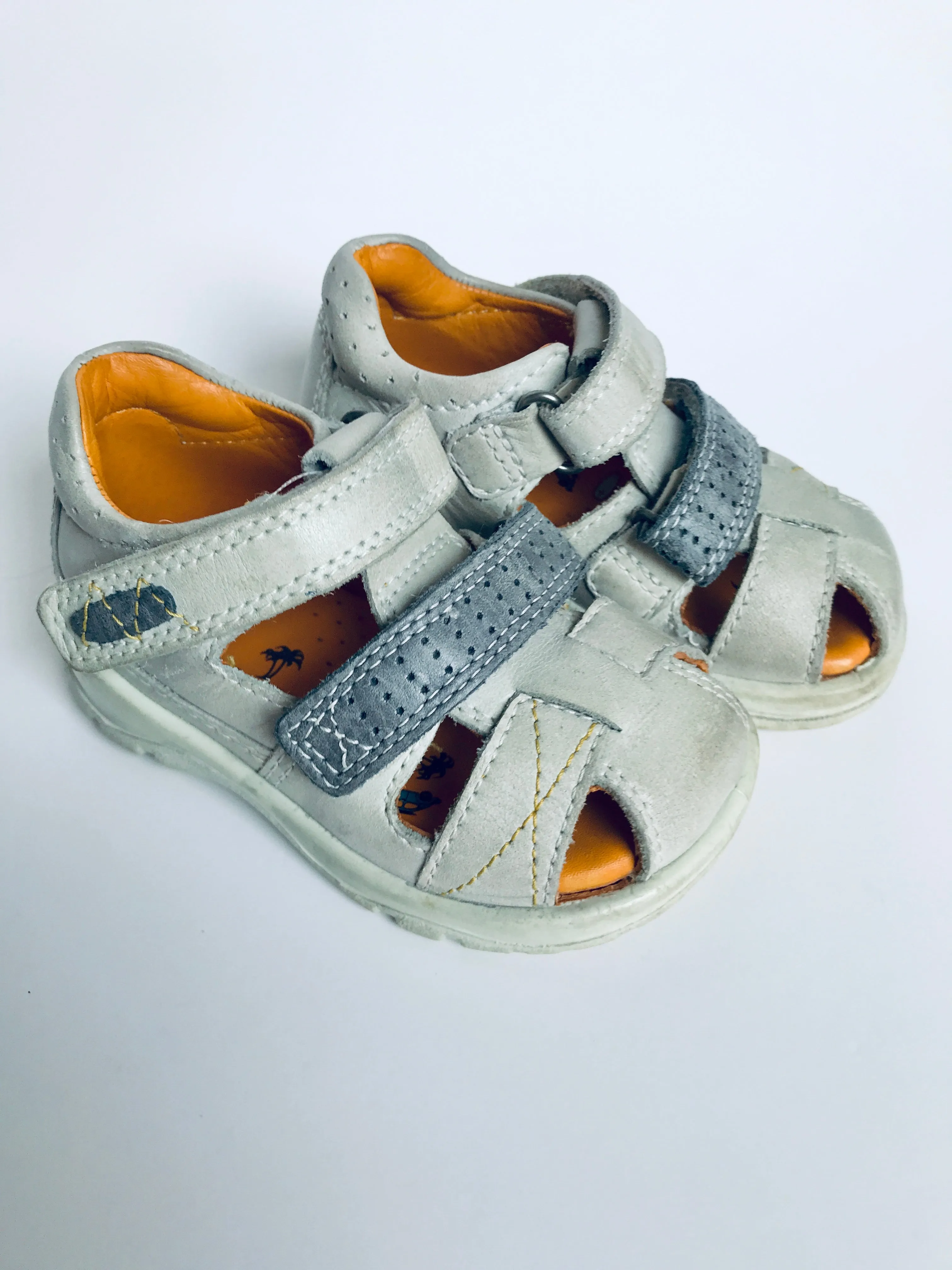 Ecco Velcro Grey Leather Sandals, Shoes 4 (Baby: 0-12 mth)