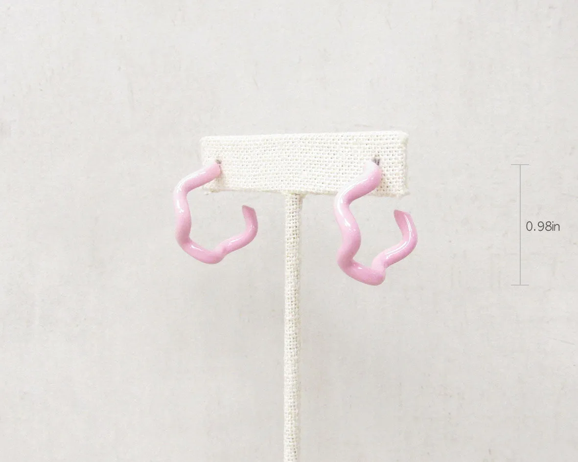 Enamel Coated Hoop Earrings - Pink