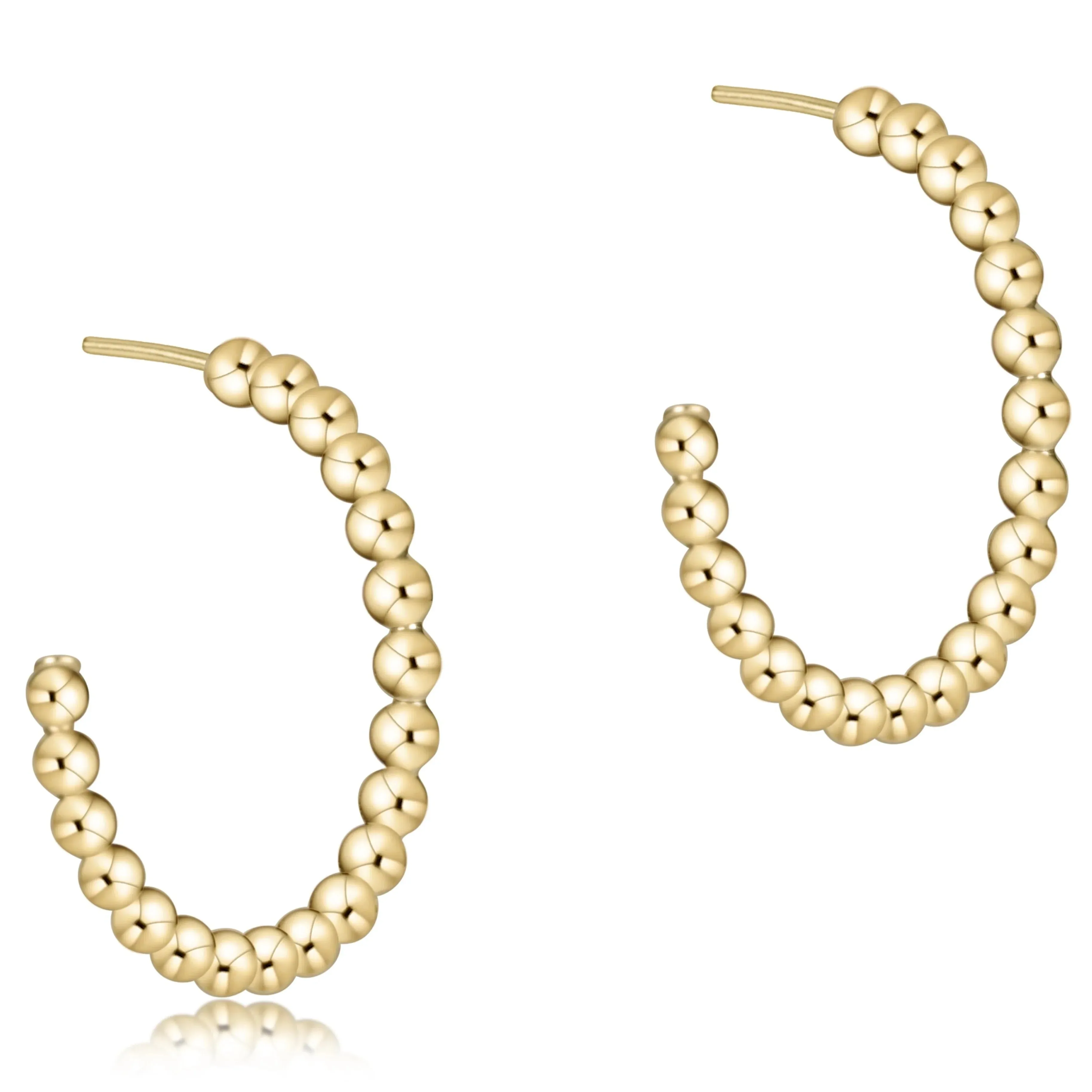 eNewton Design Beaded Classic 1.25" Post Hoop - 4mm Gold