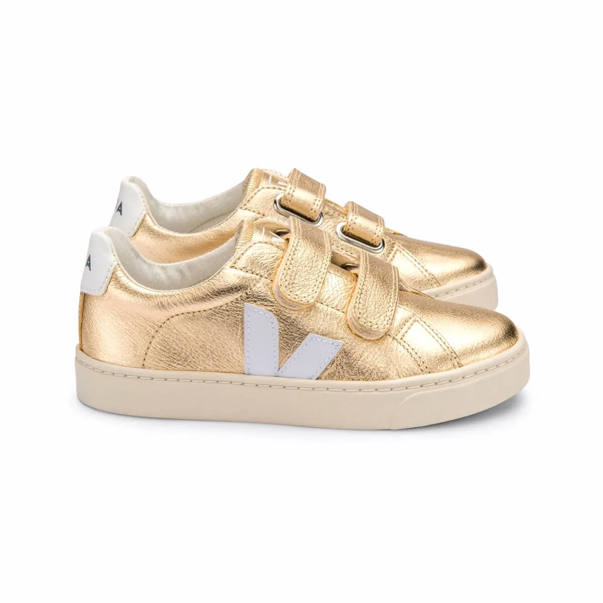 Esplar Small Velcro Leather Trainers in Platine / White by Veja