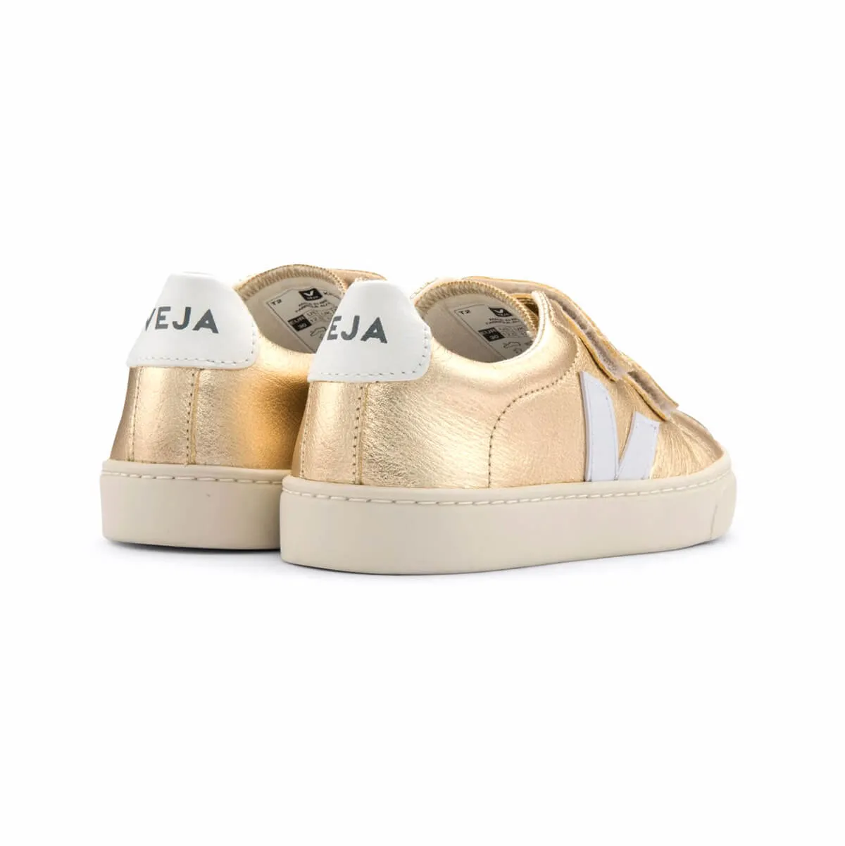 Esplar Small Velcro Leather Trainers in Platine / White by Veja