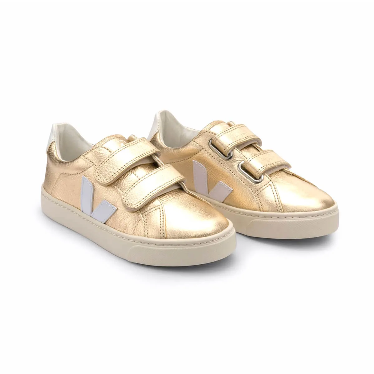 Esplar Small Velcro Leather Trainers in Platine / White by Veja