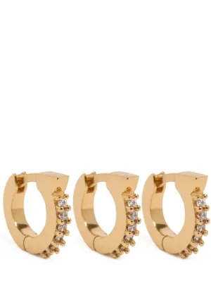 Ferragamo   Set of 3 Gancio crystal hoop earrings 