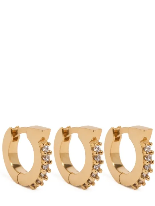 Ferragamo   Set of 3 Gancio crystal hoop earrings 