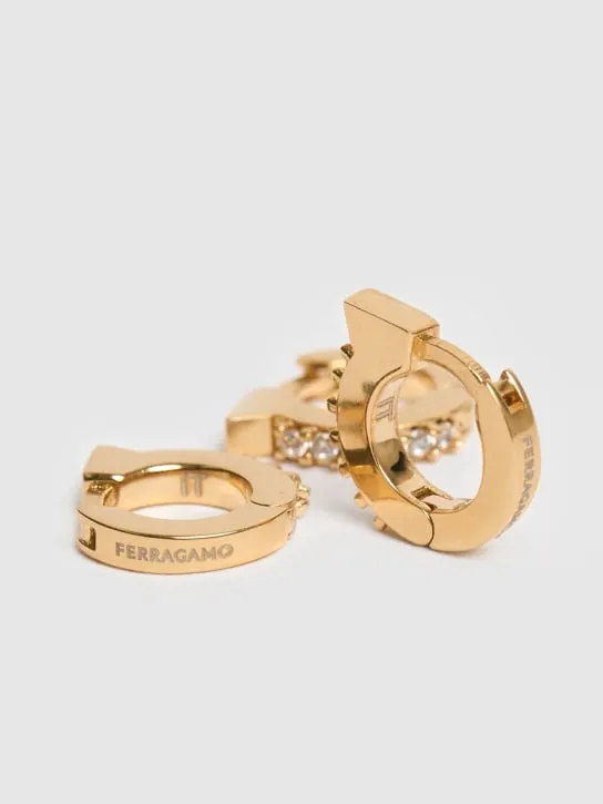 Ferragamo   Set of 3 Gancio crystal hoop earrings 