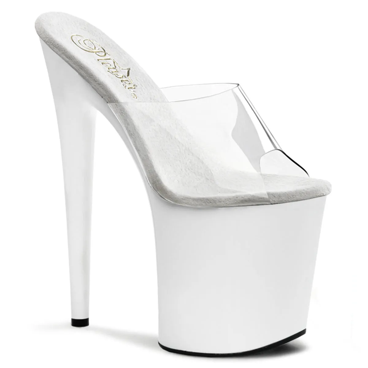 FLAMINGO-801 Clear Upper White Platform Stripper Shoe