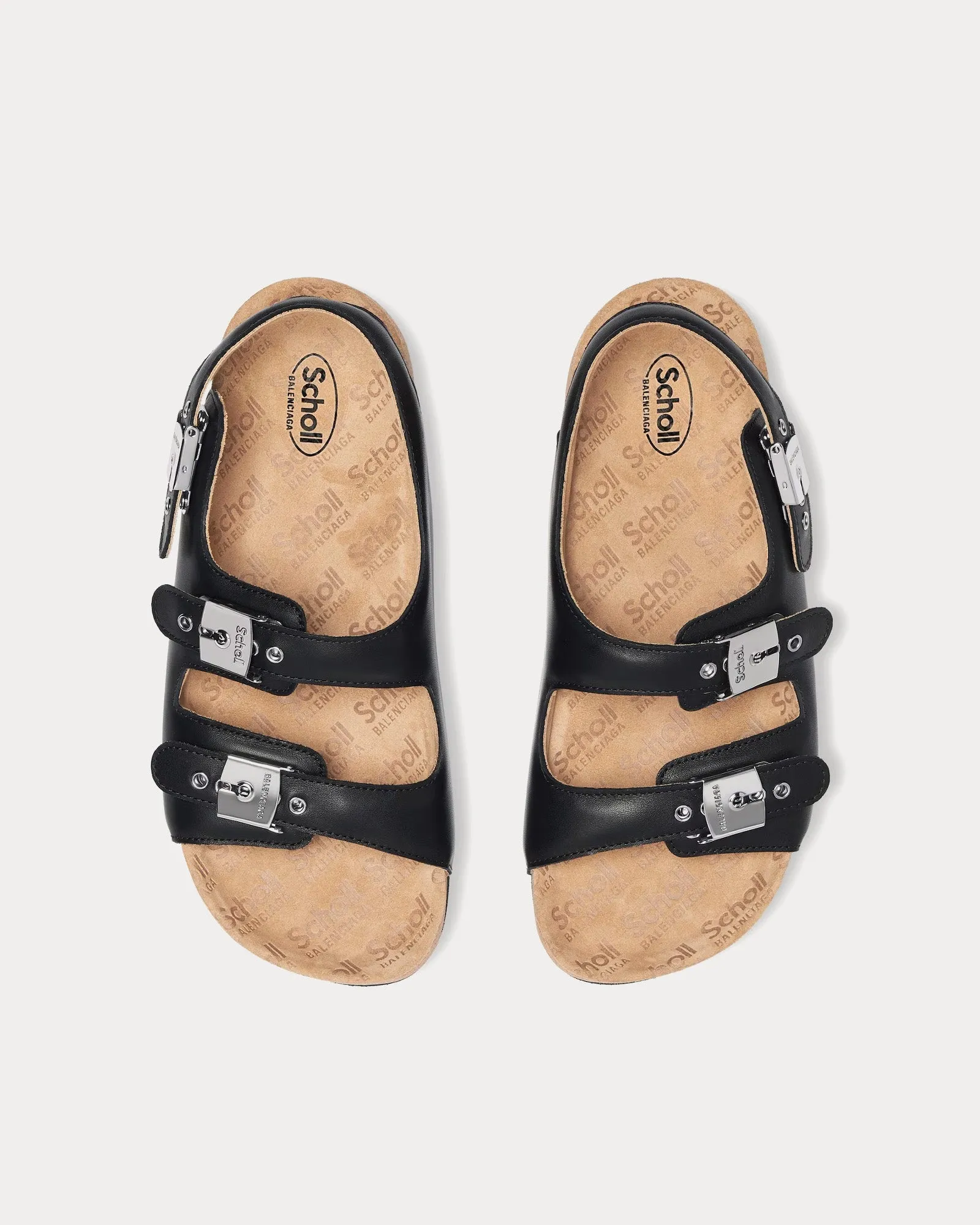 Flat Leather Black Sandals