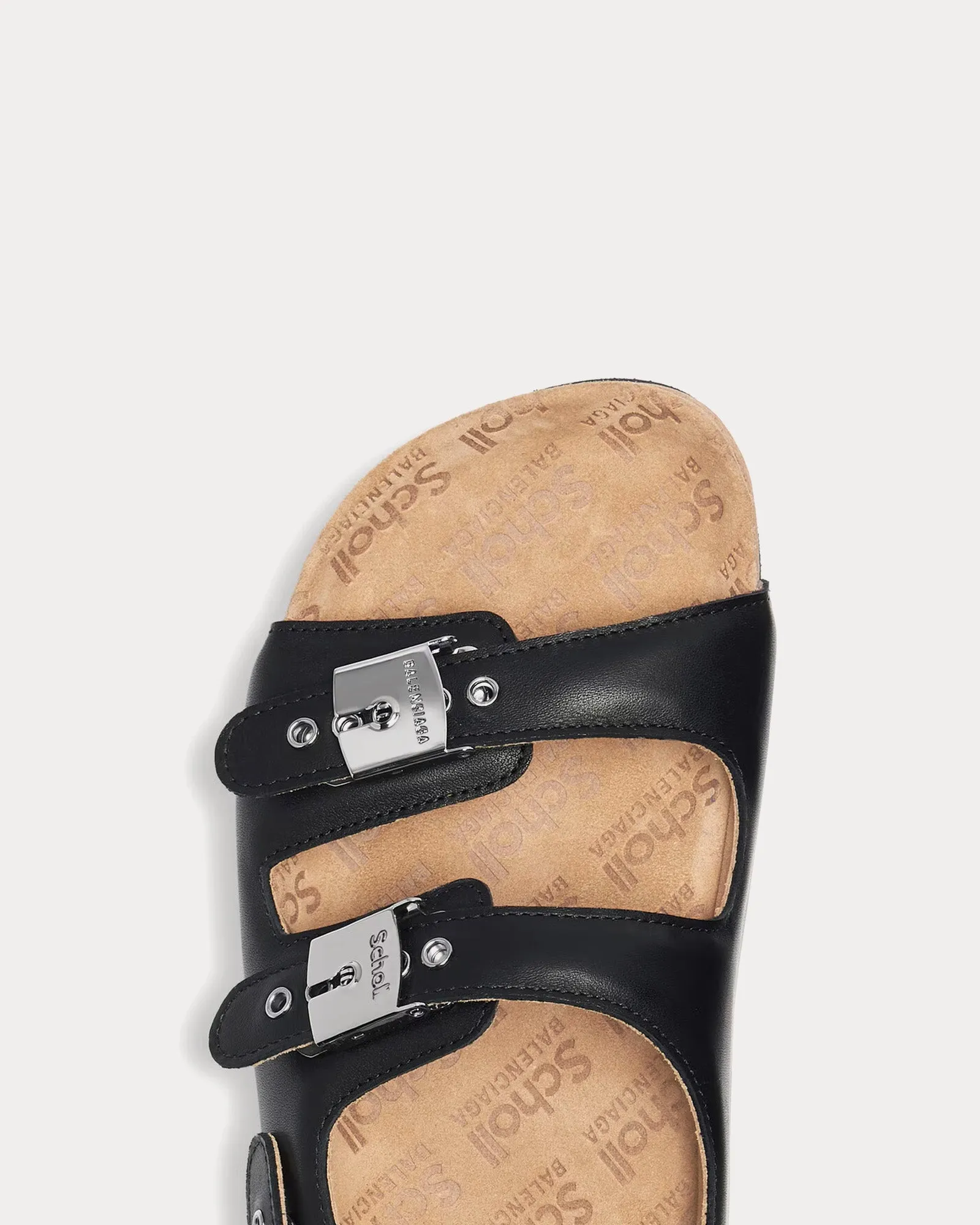 Flat Leather Black Sandals