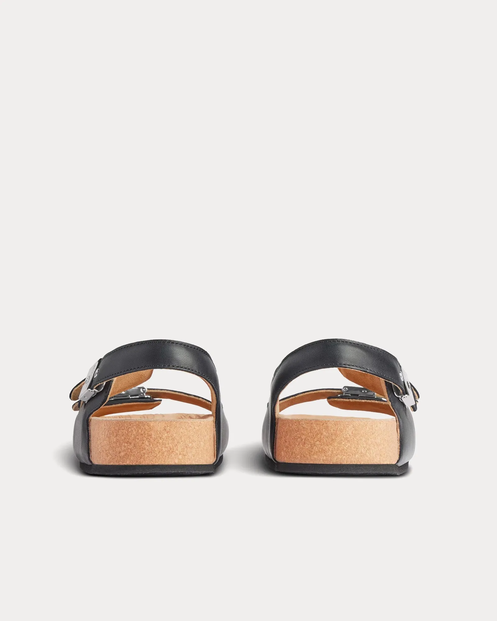 Flat Leather Black Sandals