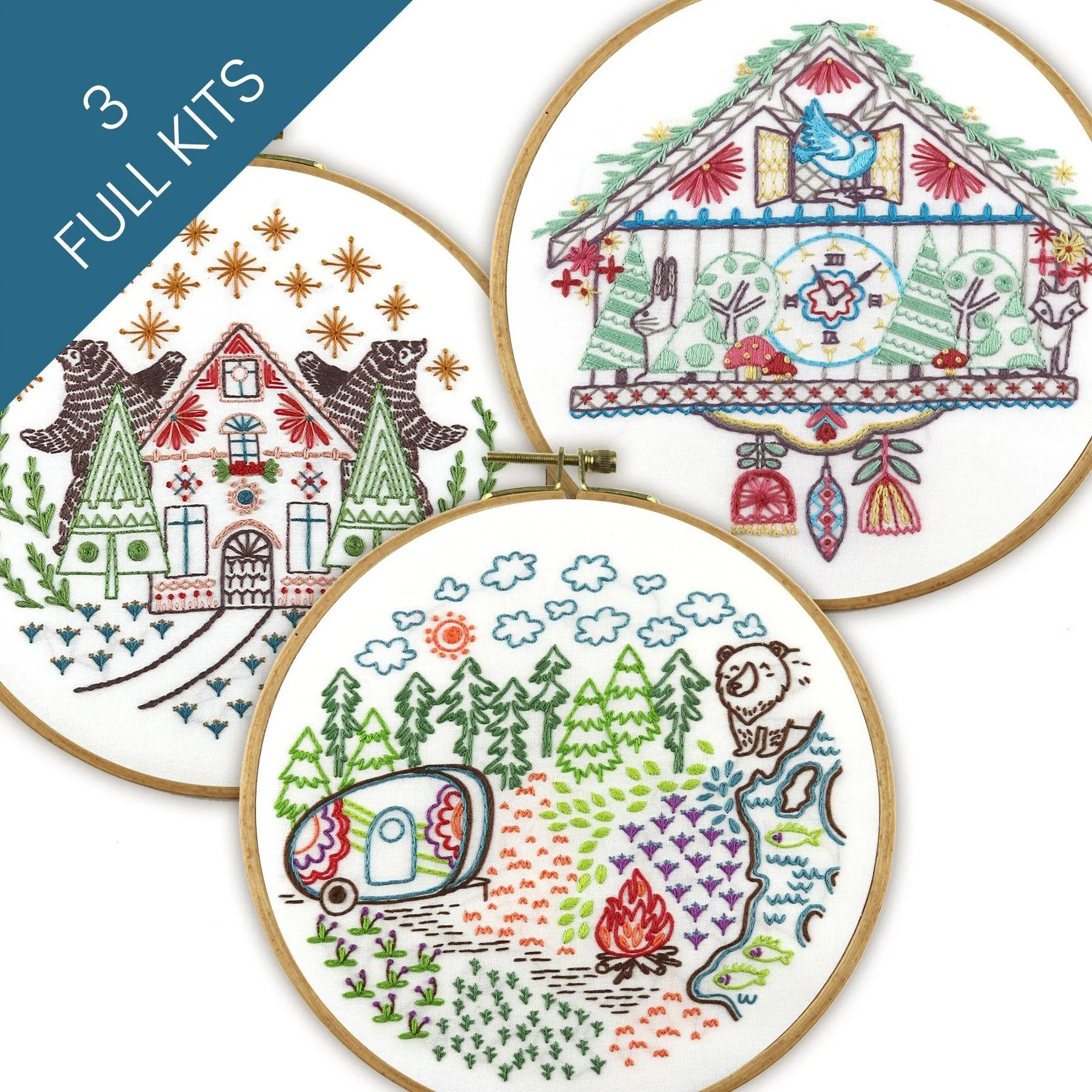 Forest Tales Embroidery Kit Bundle of 3