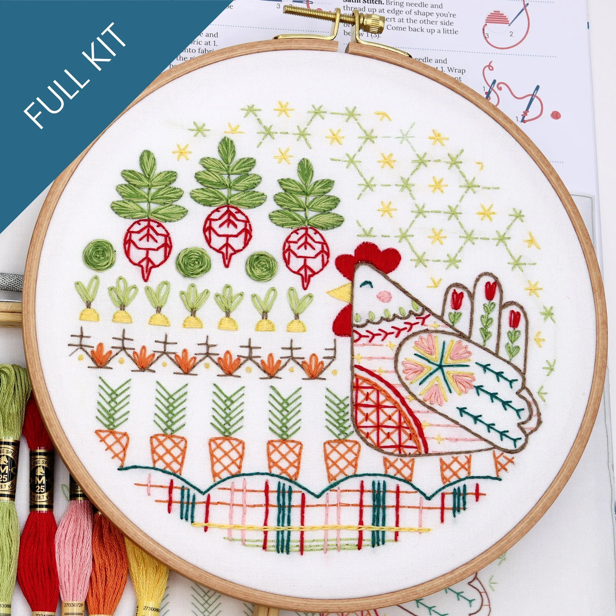 Garden Hen Embroidery Kit