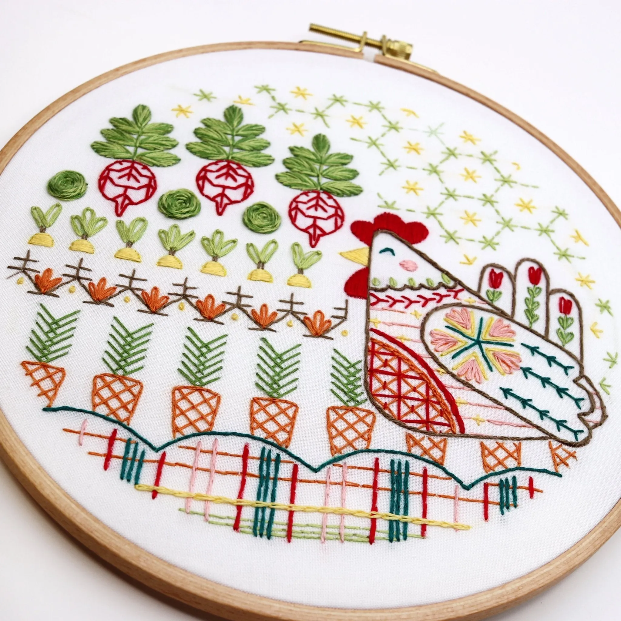 Garden Hen Printed Fabric Pattern