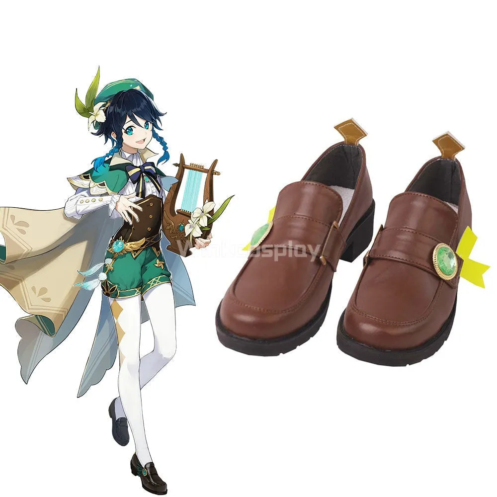 Genshin Impact Venti Brown Cosplay Shoes