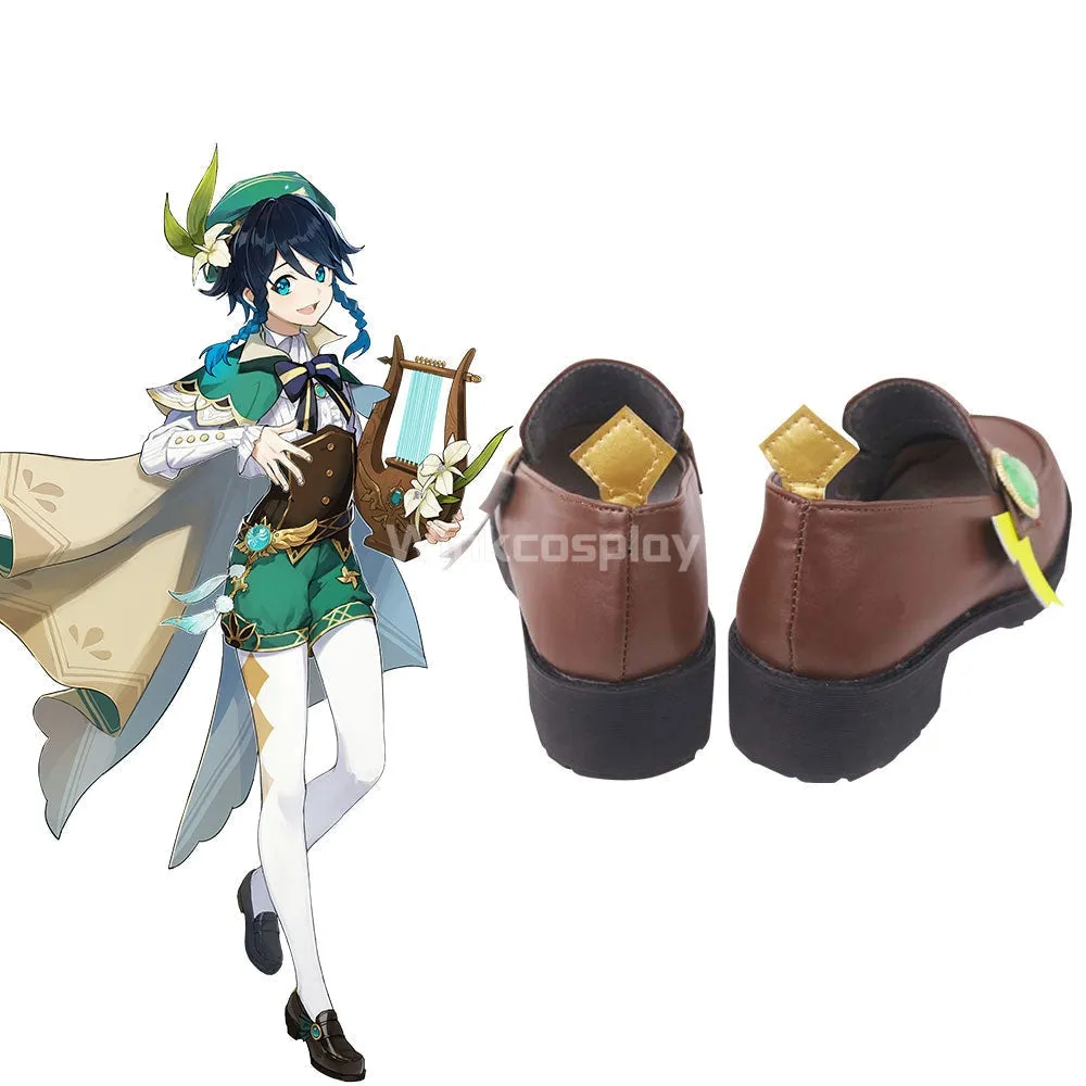 Genshin Impact Venti Brown Cosplay Shoes
