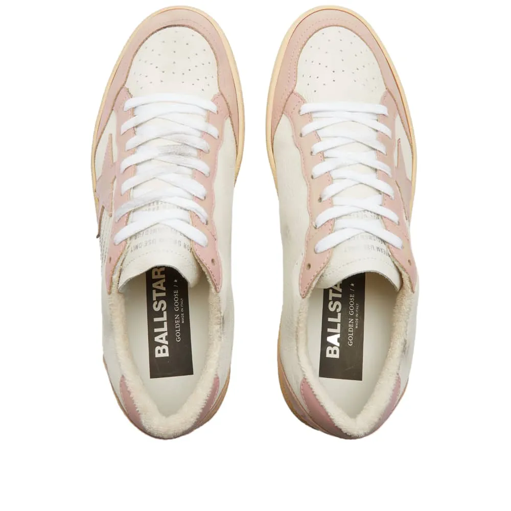 Golden Goose Ball Star leather sneakers, white/pink