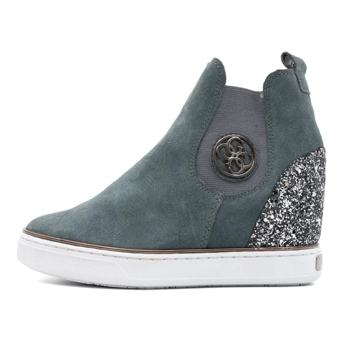 Guess Freda Chelsea Ankle Boots Leather Grey Colour For Women