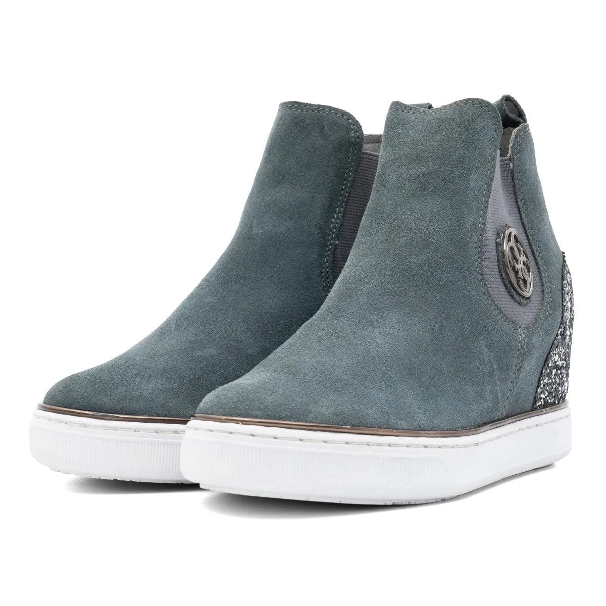 Guess Freda Chelsea Ankle Boots Leather Grey Colour For Women