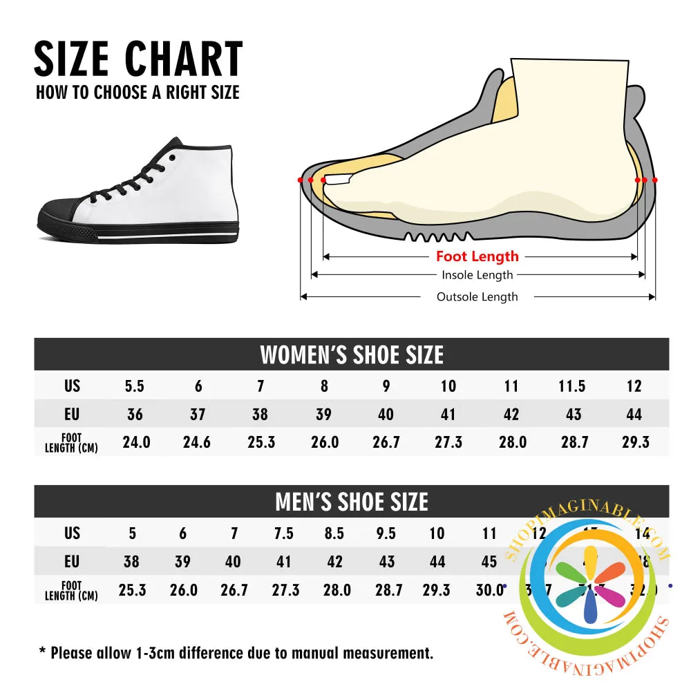 Happy Floral Ladies High Top Canvas Shoes