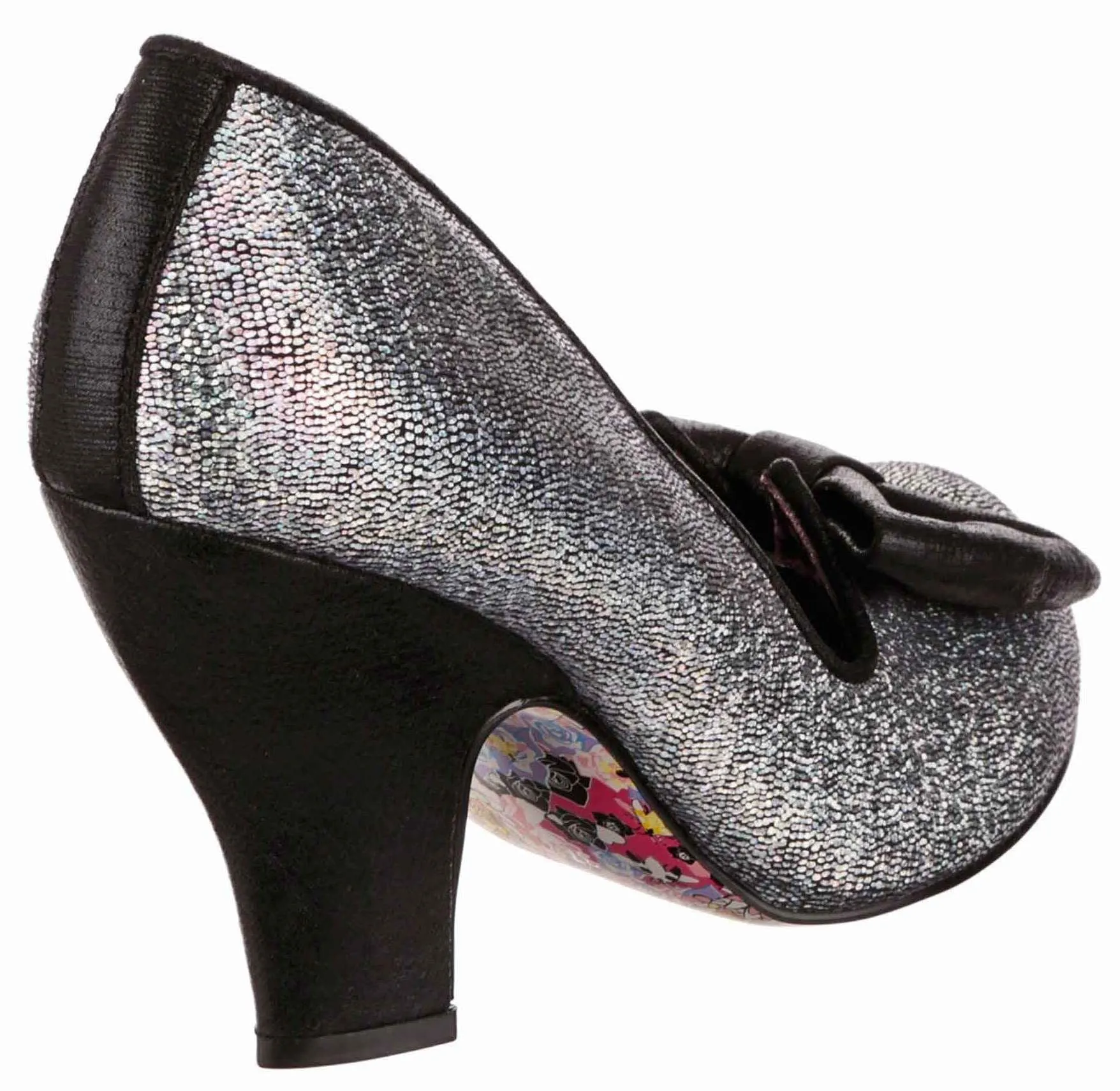 Irregular Choice Just In Time Black Multi Womens Court Shoes Heels