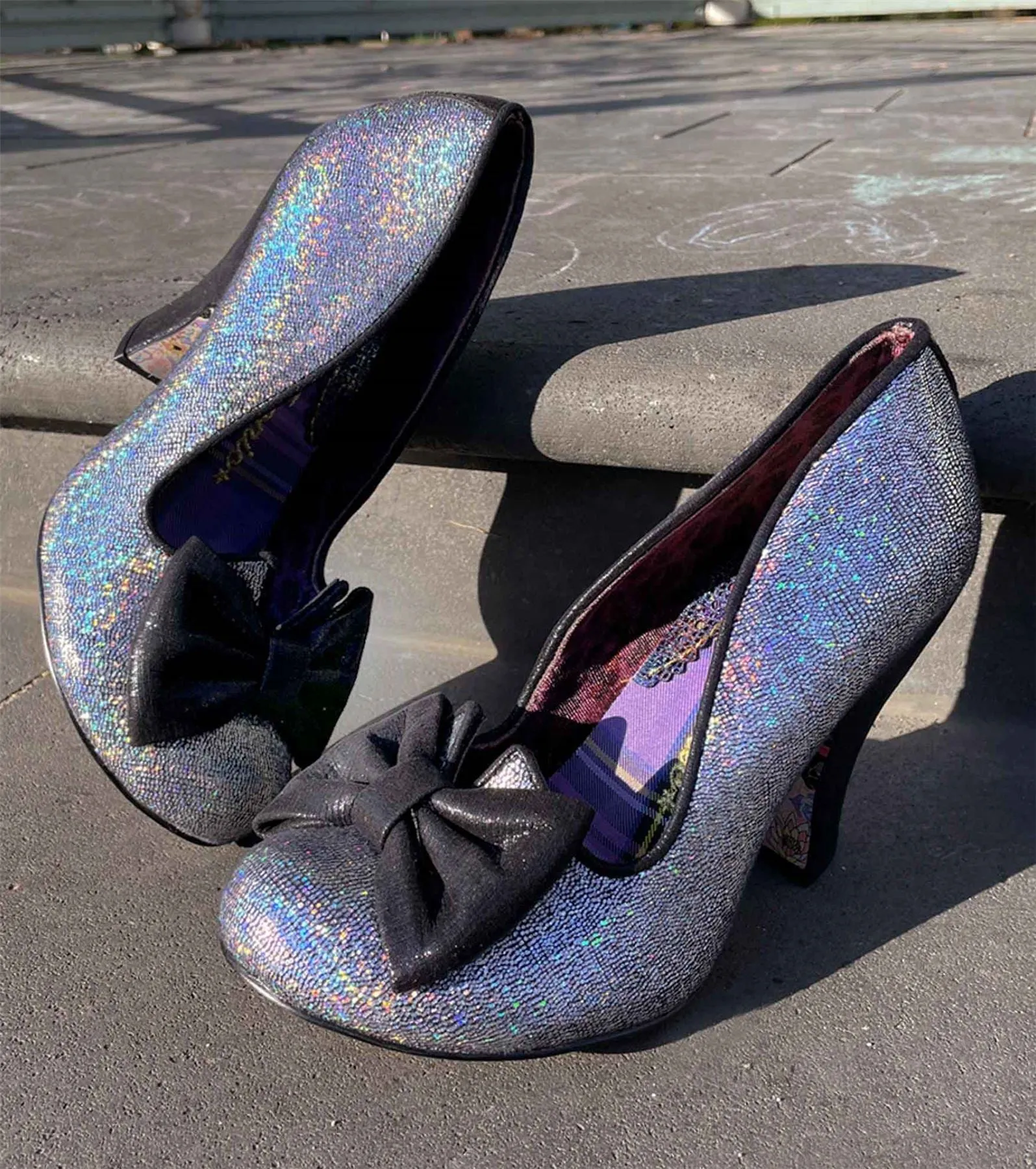 Irregular Choice Just In Time Black Multi Womens Court Shoes Heels