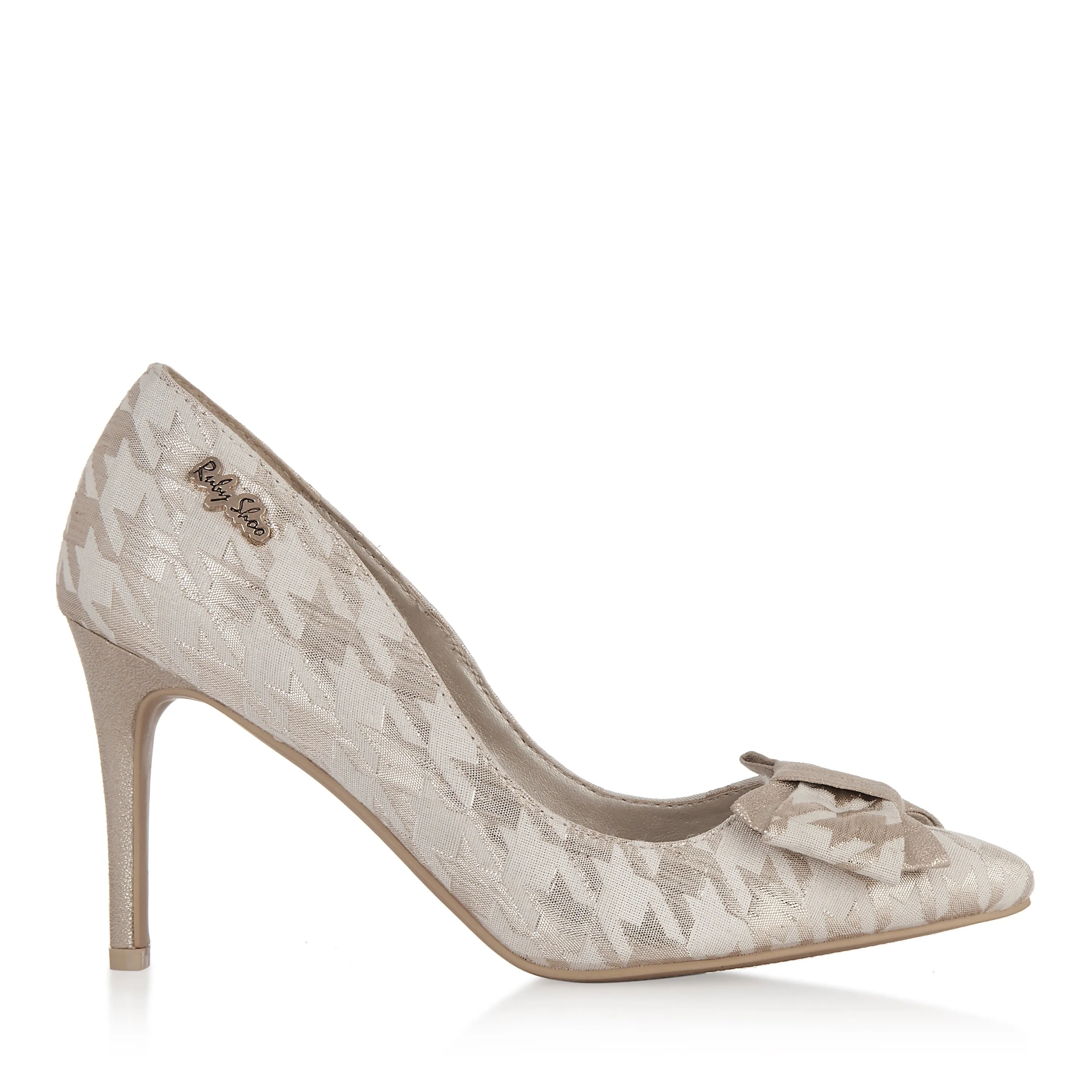 Jenna Cream Gold Pointed High Heel Court Shoe & Matching Madrid Bag by Ruby Shoo