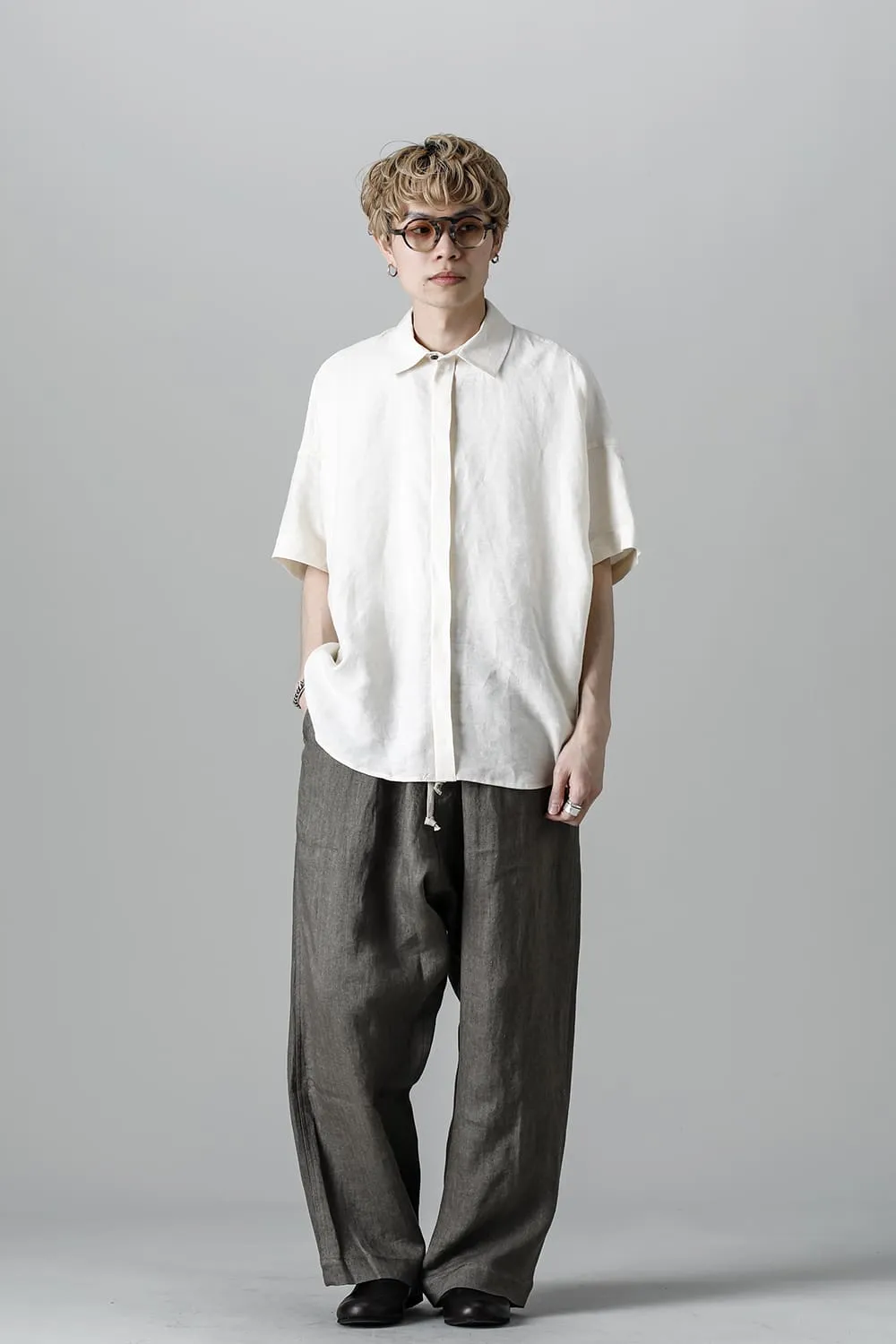JOGGING TROUSERS Flax Herringbone GRAY
