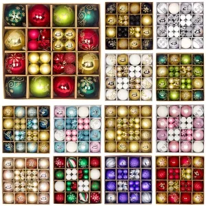 kkboxly 44pcs Vibrant Christmas Tree Ball Ornaments - Colorful Hanging Decoration for Home, Room, Window, and Party - 8 Styles to Choose From, Pendant Decor, Scene Decor, Holiday Gift Idea