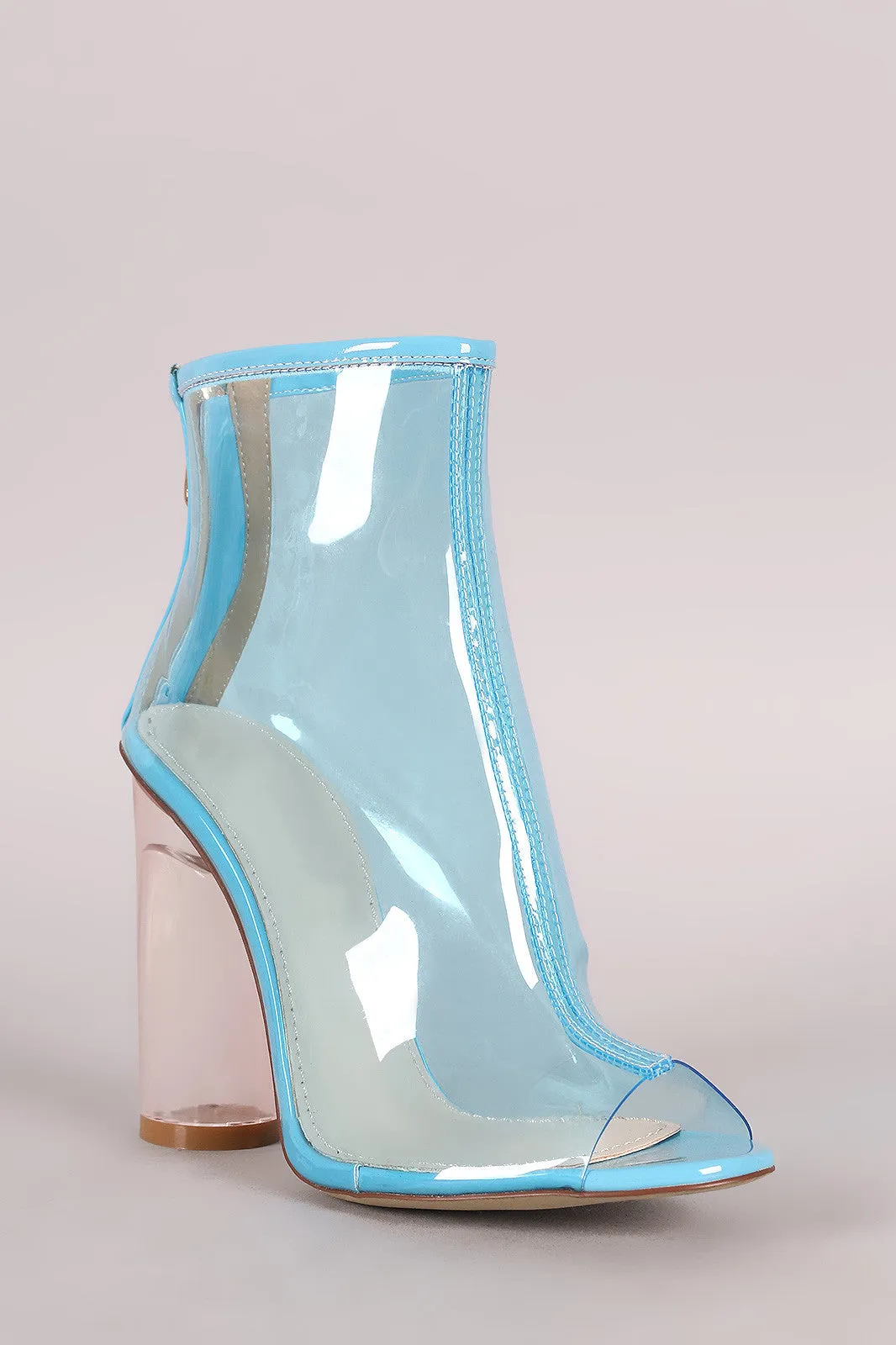 Lucite Peep Toe Rounded Heel Ankle Boots