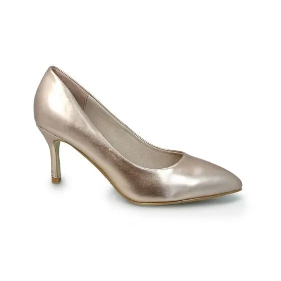 Lunar  "Petal" Pointed Toe Court Shoe in Metallic Rose Gold