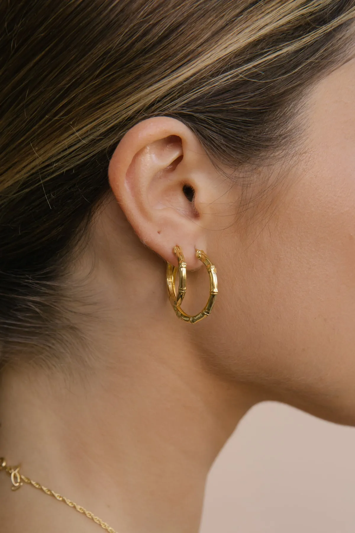 Medium bamboo hoop gold plated