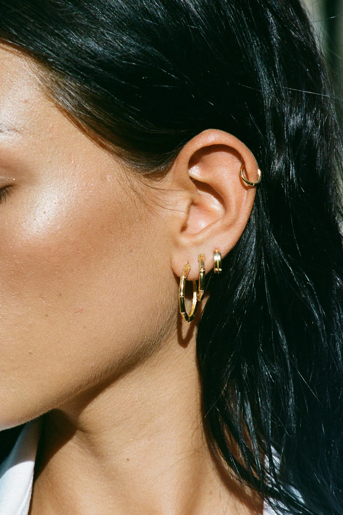Medium bamboo hoop gold plated