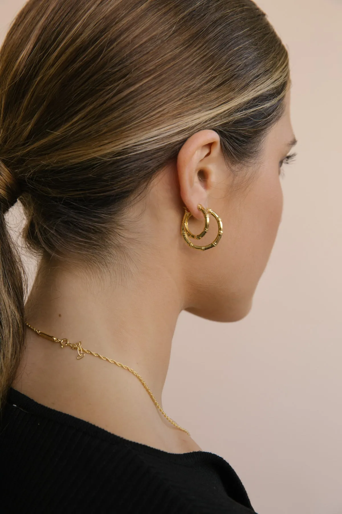 Medium bamboo hoop gold plated