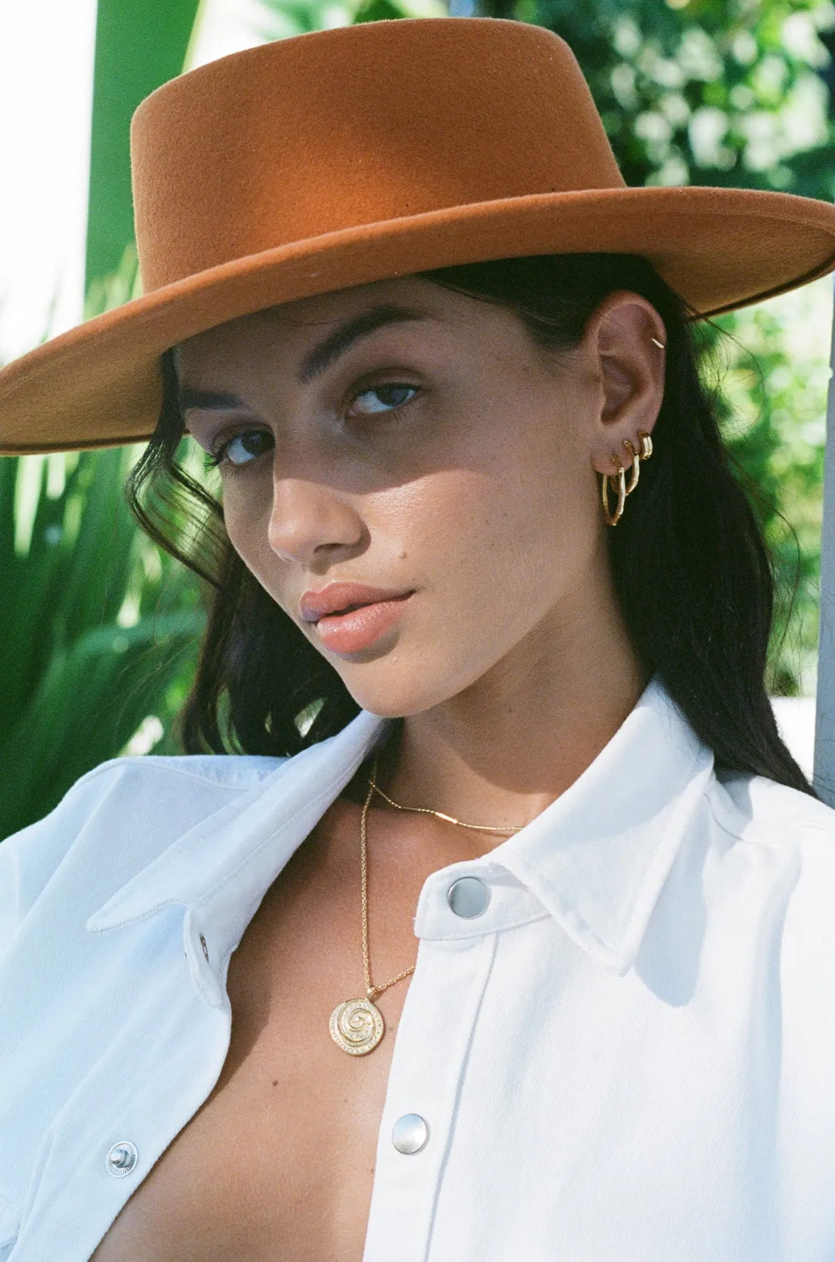 Medium bamboo hoop gold plated