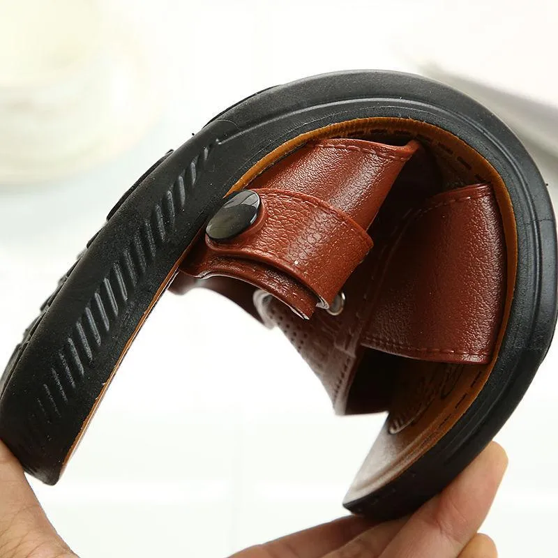 Men's casual peep toe slide sandals