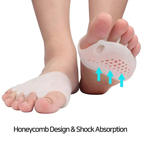 Metatarsal Pads for Men and Women - Gel Toe Separators with Forefoot Cushion
