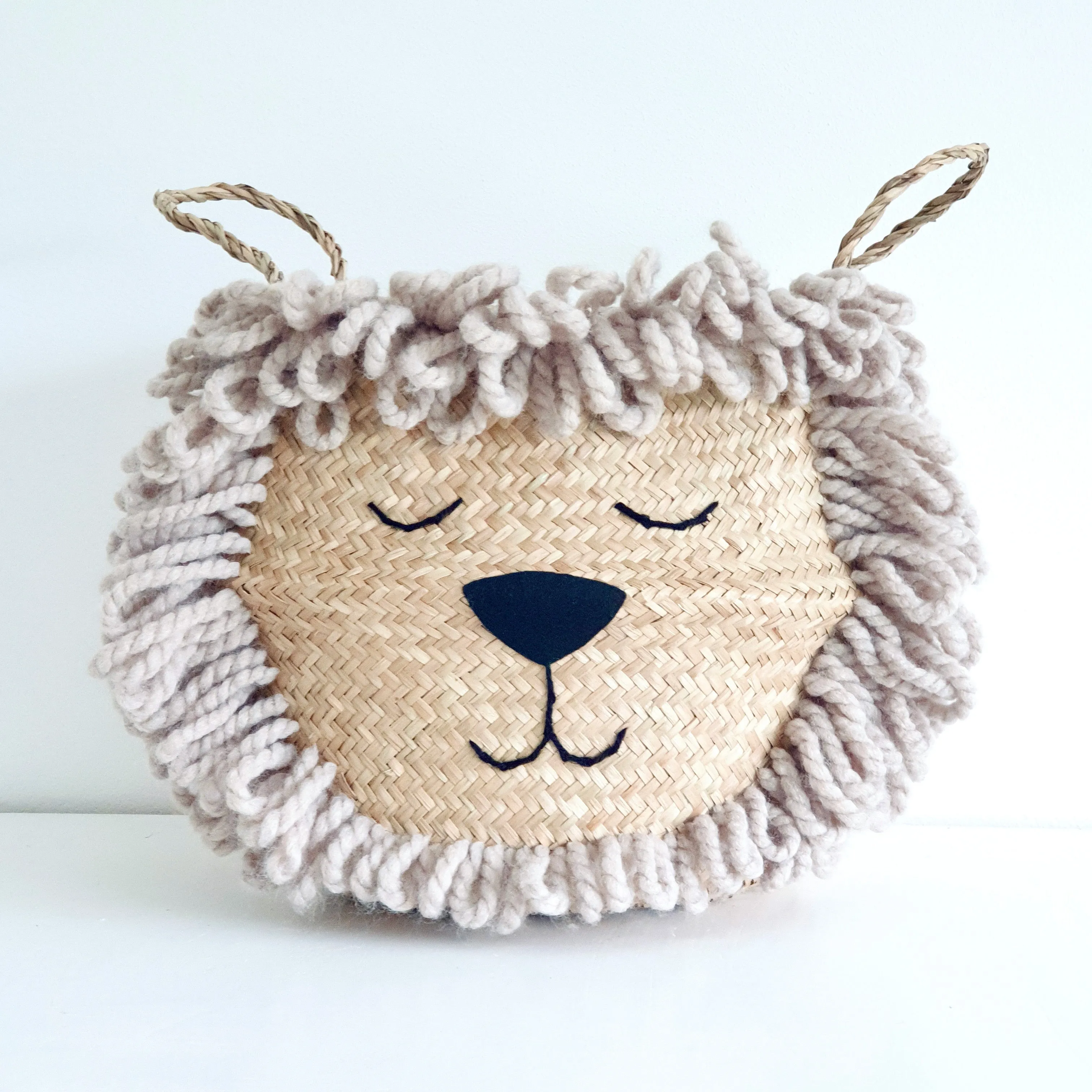 Natural Lion Handwoven Storage Basket (Large)