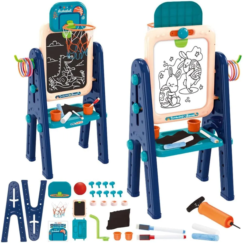 (Net) Multifunctional Double-Sided Basketball Hoop Learning Magnetic Writing And Drawing Board Table For Kids