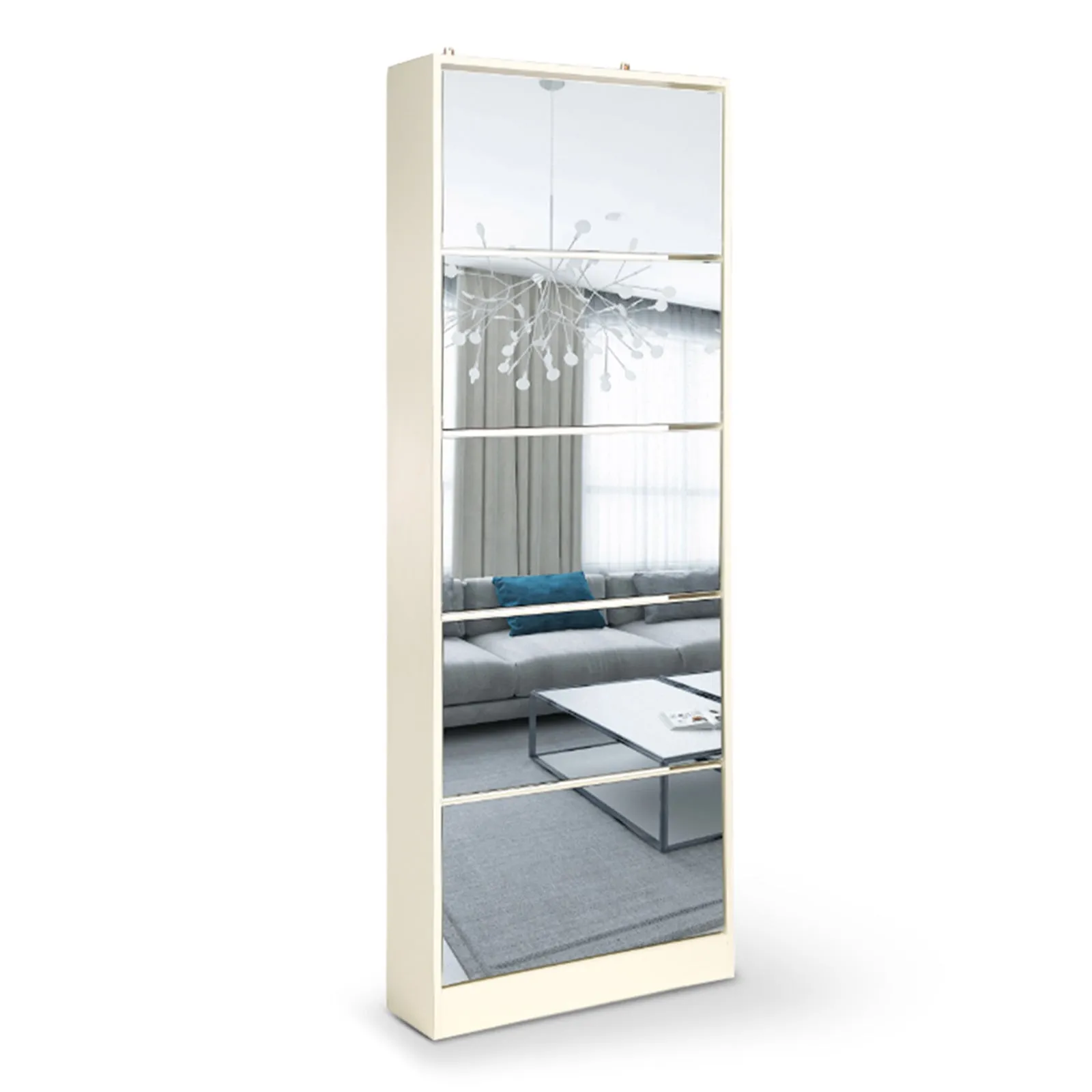 NNEDPE Mirrored Shoe Storage Cabinet Organizer - 63 x 17 x 170cm