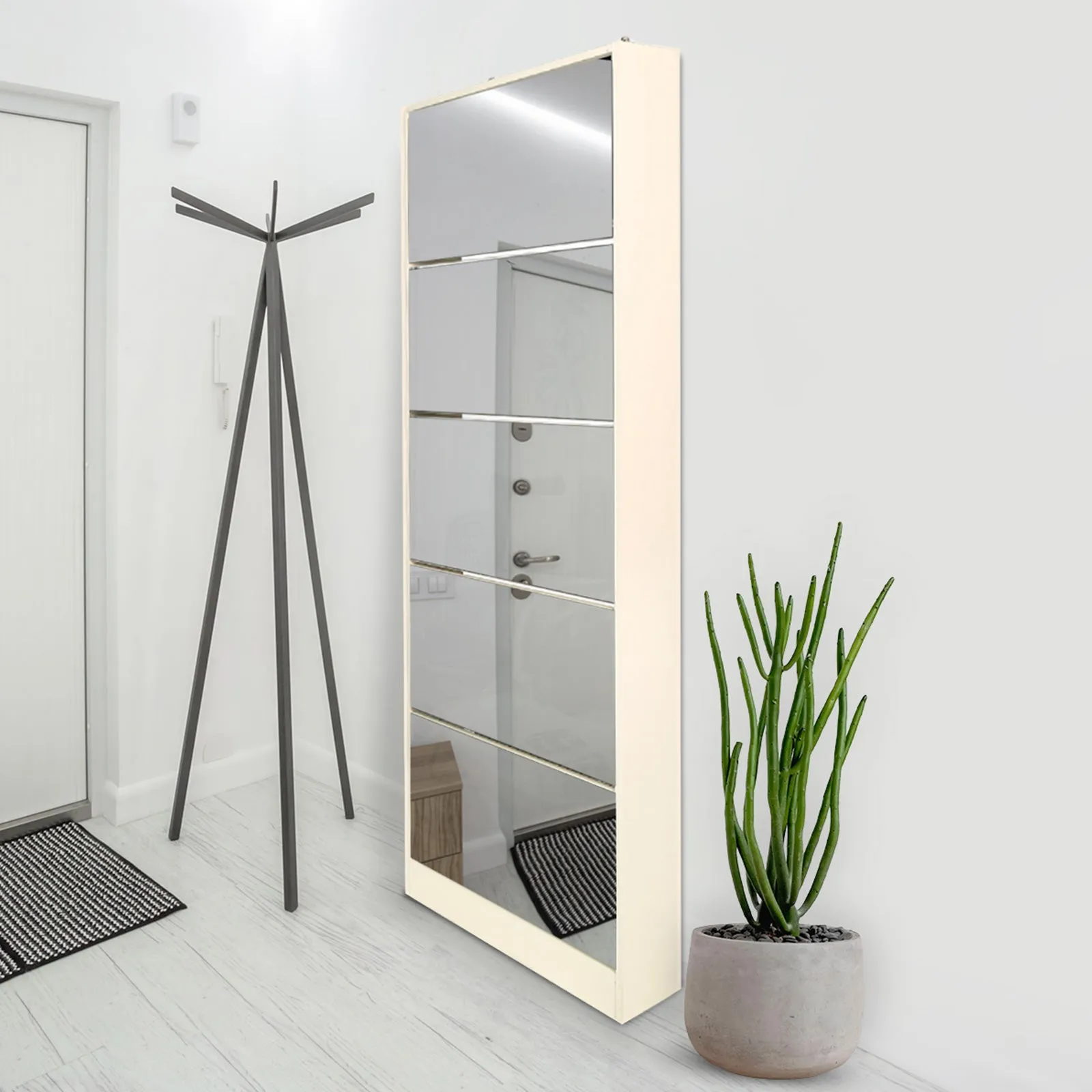NNEDPE Mirrored Shoe Storage Cabinet Organizer - 63 x 17 x 170cm