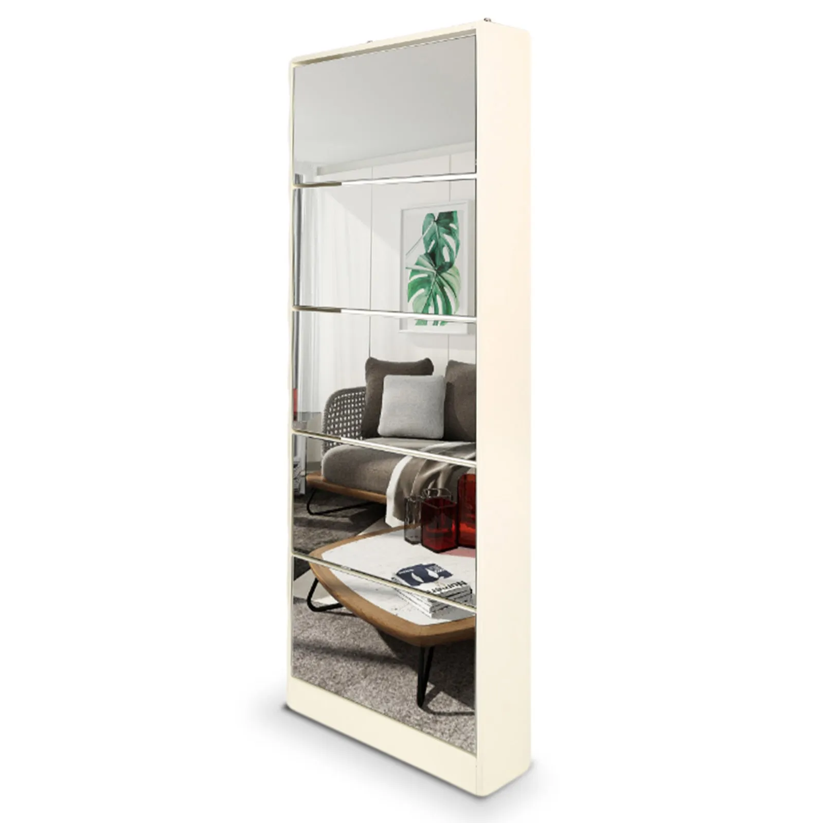 NNEDPE Mirrored Shoe Storage Cabinet Organizer - 63 x 17 x 170cm