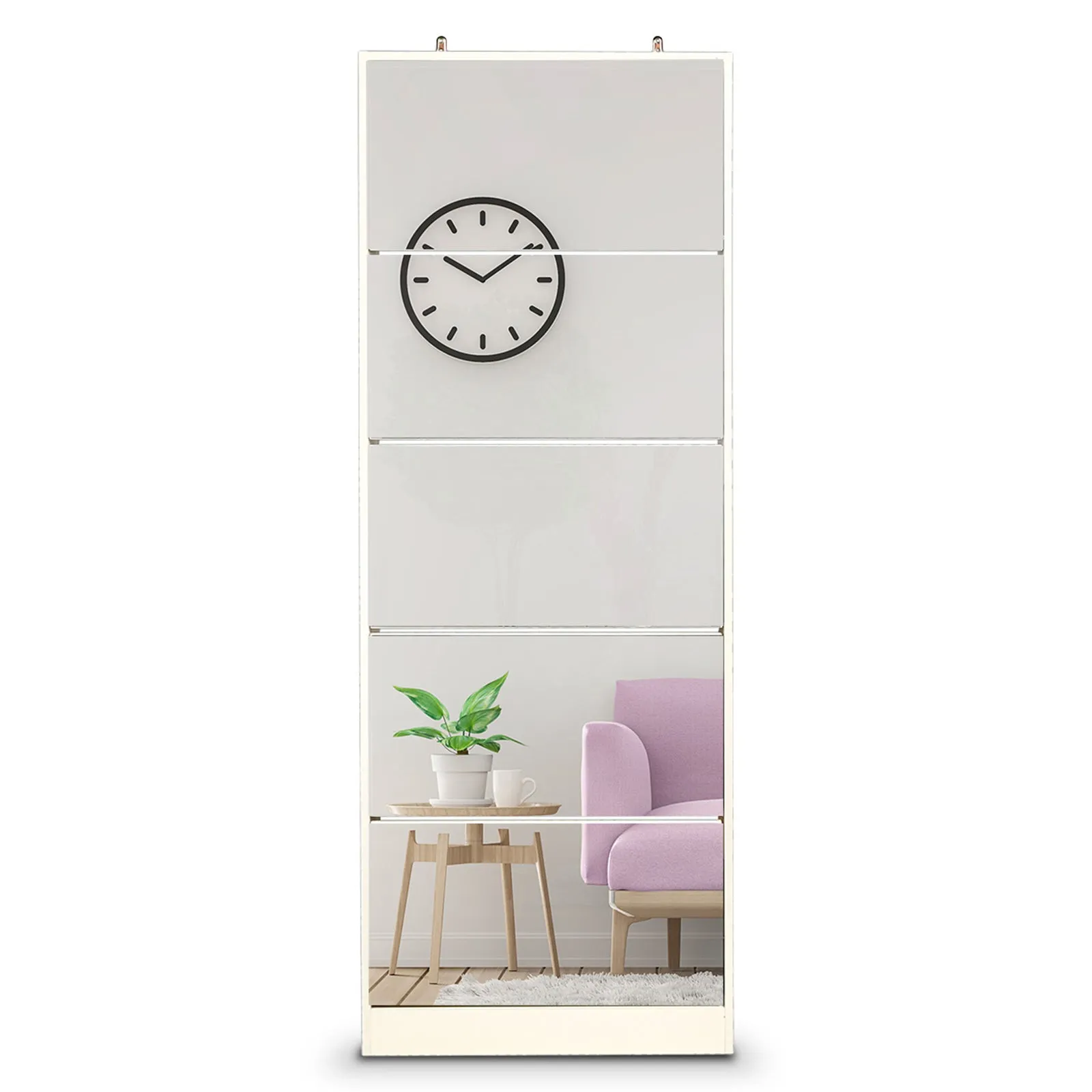 NNEDPE Mirrored Shoe Storage Cabinet Organizer - 63 x 17 x 170cm